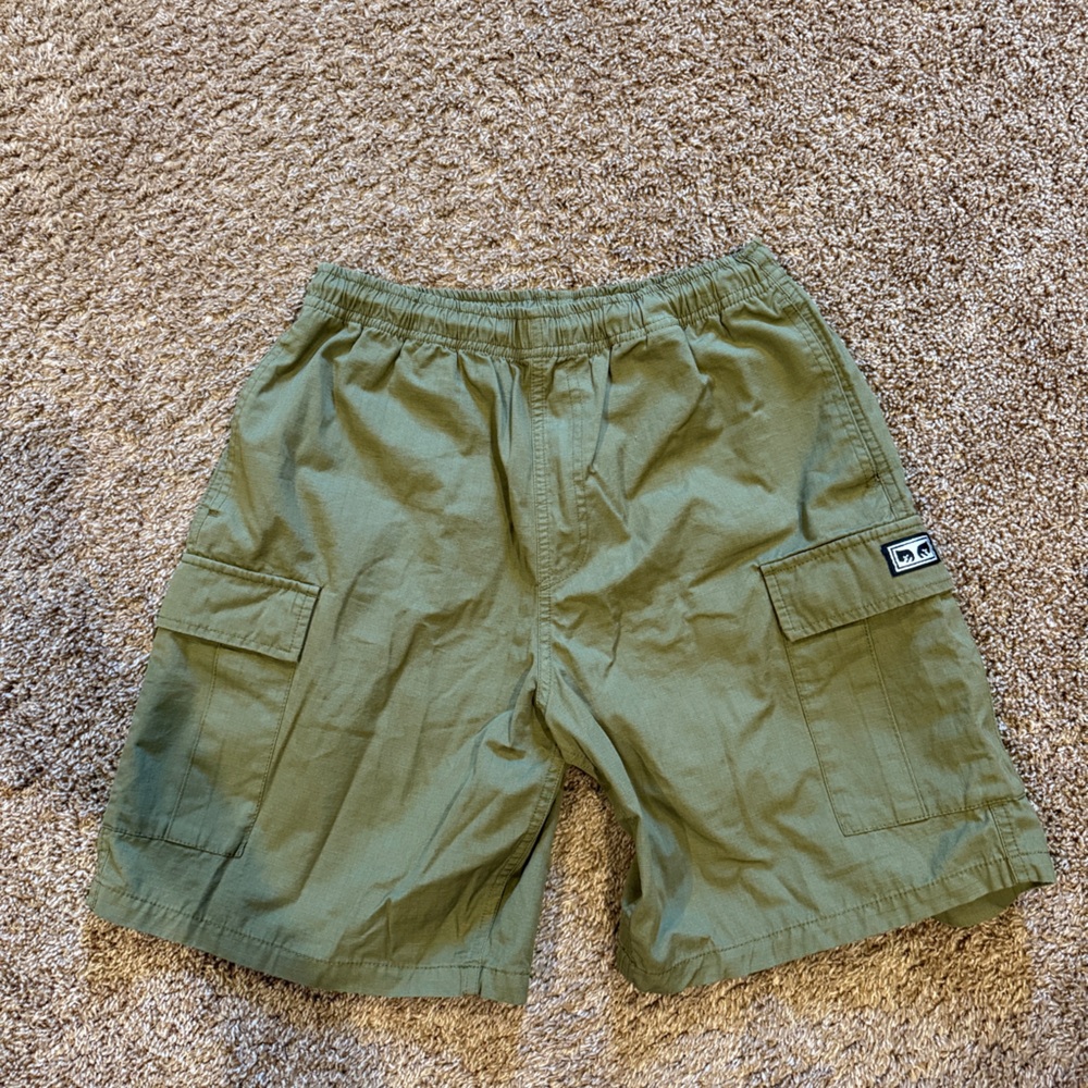 Obey Olive Cargo Shorts Relaxed Fit Cotton